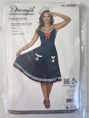 NEW Dreamgirl Women's Sailor Costume Dress and Hat Women's Small